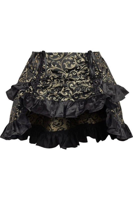Gold/Black Brocade Ruched Bustle Skirt - Daisy Corsets