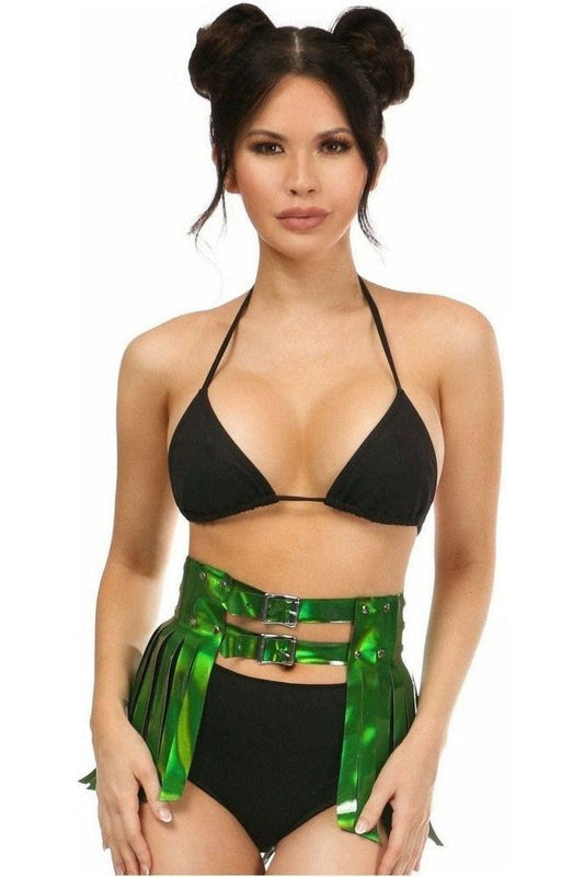 Green Holo Fringe Skirt - Daisy Corsets