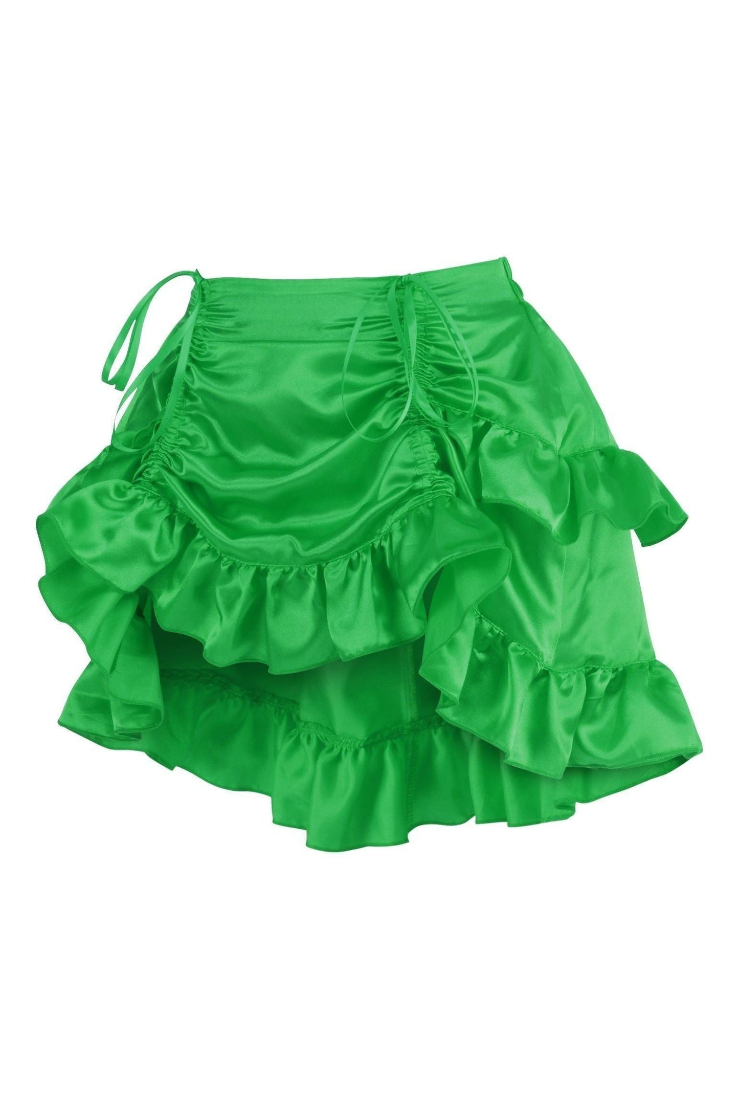 Green Satin Ruched Bustle Skirt - Daisy Corsets