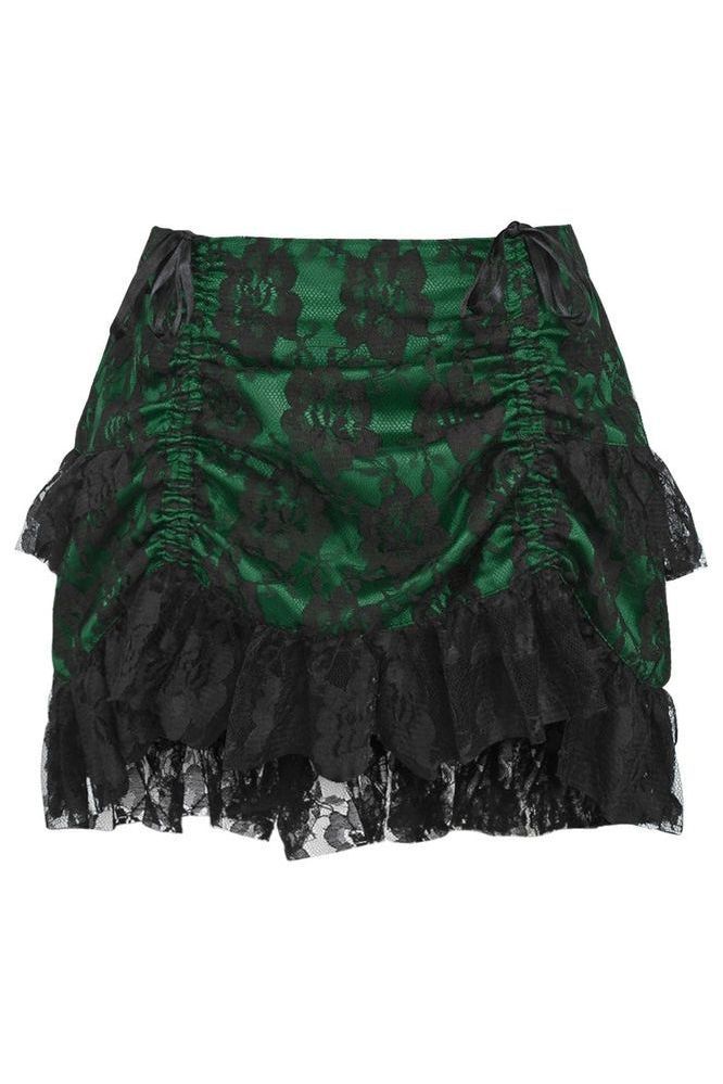 Green/Black Lace Ruched Bustle Skirt - Daisy Corsets