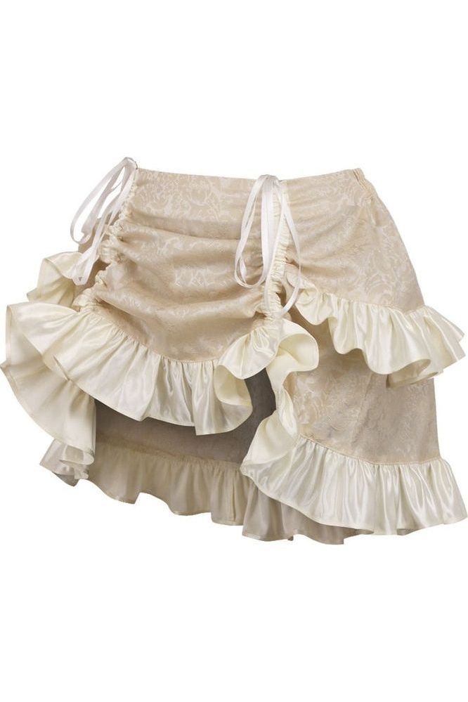 Ivory Brocade Ruched Bustle Skirt - Daisy Corsets