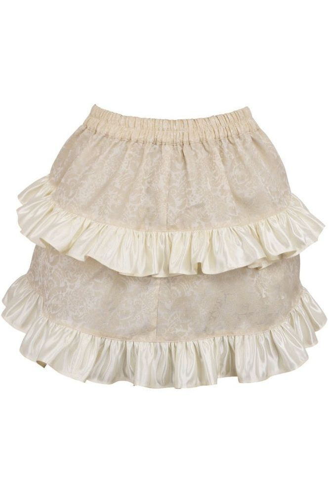 Ivory Brocade Ruched Bustle Skirt - Daisy Corsets