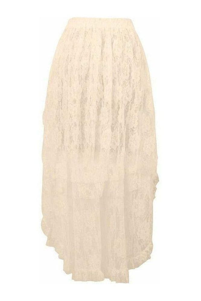 Ivory Lace Hi Low Skirt - Daisy Corsets