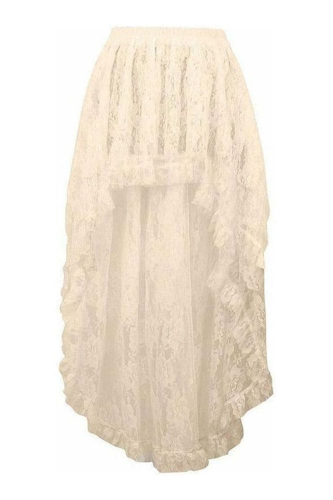 Ivory Lace Hi Low Skirt - Daisy Corsets
