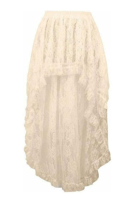 Ivory Lace Hi Low Skirt - Daisy Corsets
