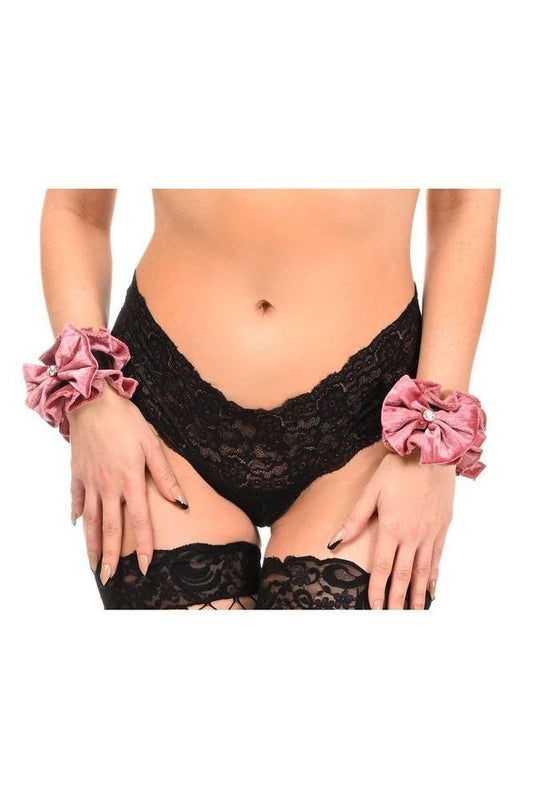 Kitten Collection Dusty Rose Velvet Wristlets (Set of 2) - Daisy Corsets