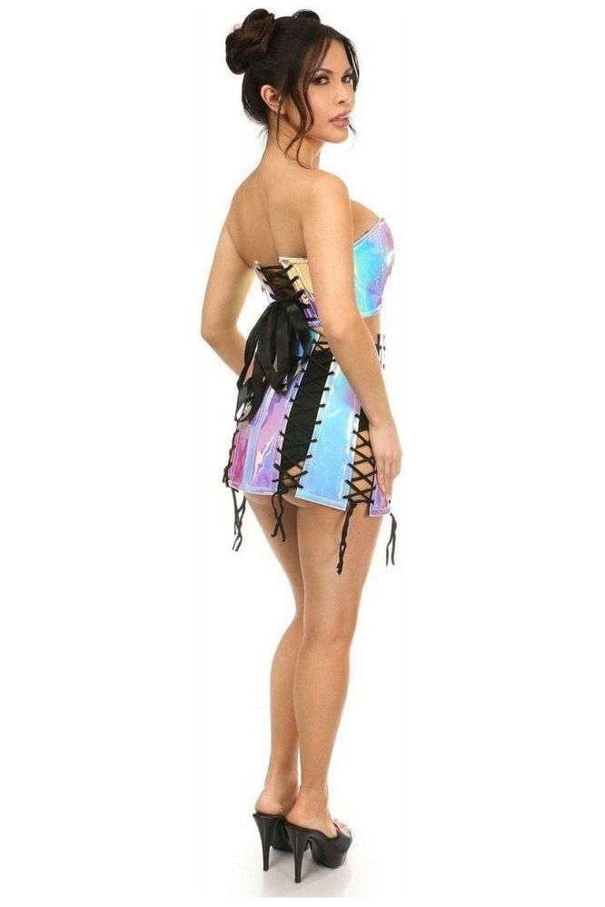 Lavish 2 PC Blue/Purple Holo Bustier & Skirt Set - Daisy Corsets