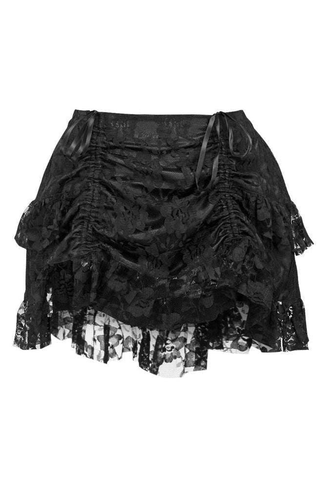 Lavish 2 PC Lt Pink Brocade Corset & Black Lace Skirt Set - Daisy Corsets