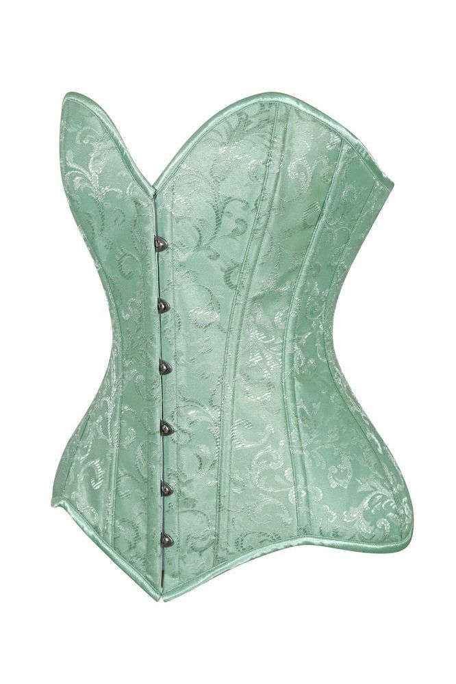 Lavish 2 PC Mint Green Brocade Corset & Black Lace Skirt Set - Daisy Corsets
