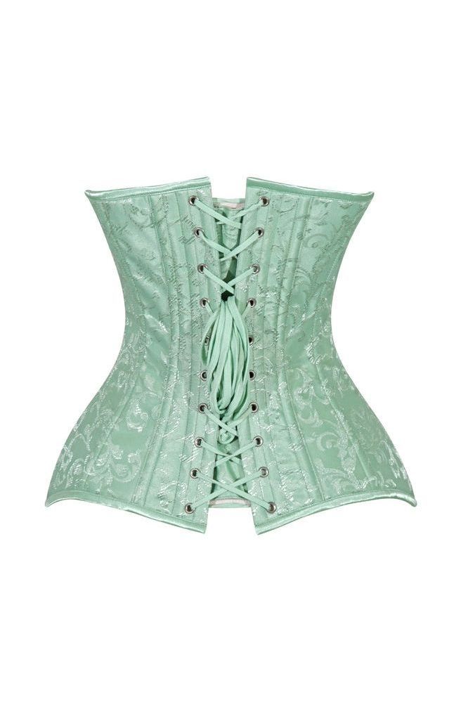 Lavish 2 PC Mint Green Brocade Corset & Black Lace Skirt Set - Daisy Corsets