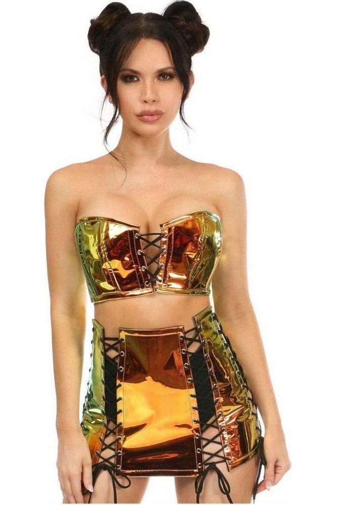 Lavish 2 PC Sunset Holo Bustier & Skirt Set - Daisy Corsets