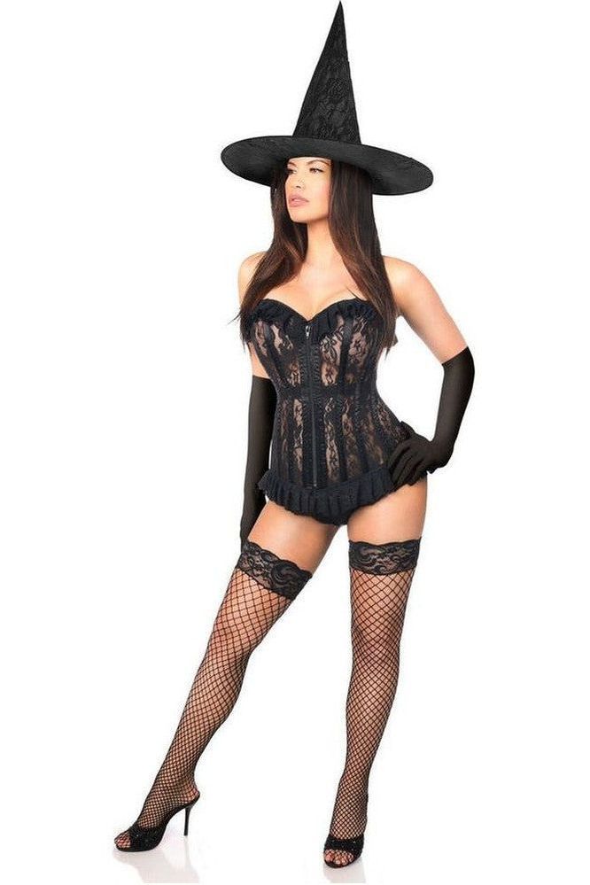 Lavish 3 PC Sheer Lace Witch Corset Costume - Daisy Corsets