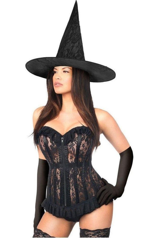 Lavish 3 PC Sheer Lace Witch Corset Costume - Daisy Corsets
