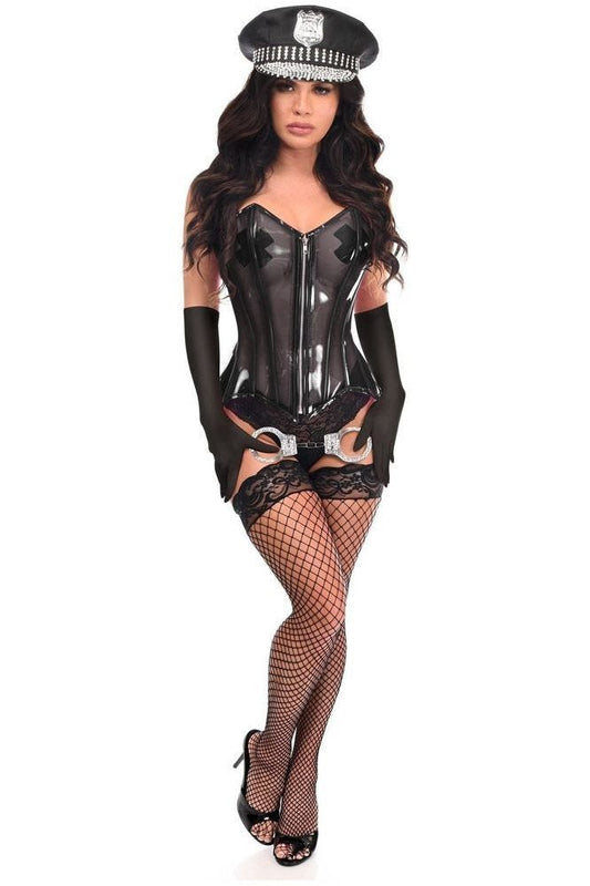 Lavish 4 PC Clear Black Cop Corset Costume - Daisy Corsets