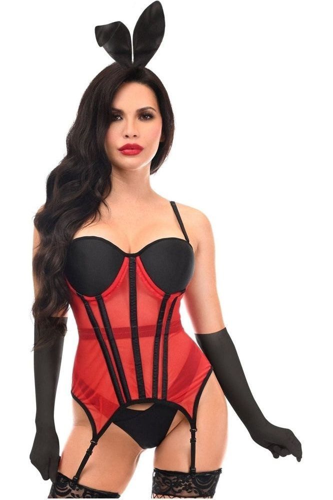 Lavish 4 PC Red/Black Sexy Bunny Lingerie Costume - Daisy Corsets