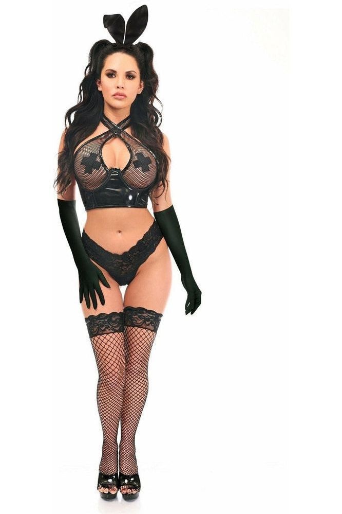 Lavish 4 PC Vinyl Vixen Bunny Corset Costume - Daisy Corsets