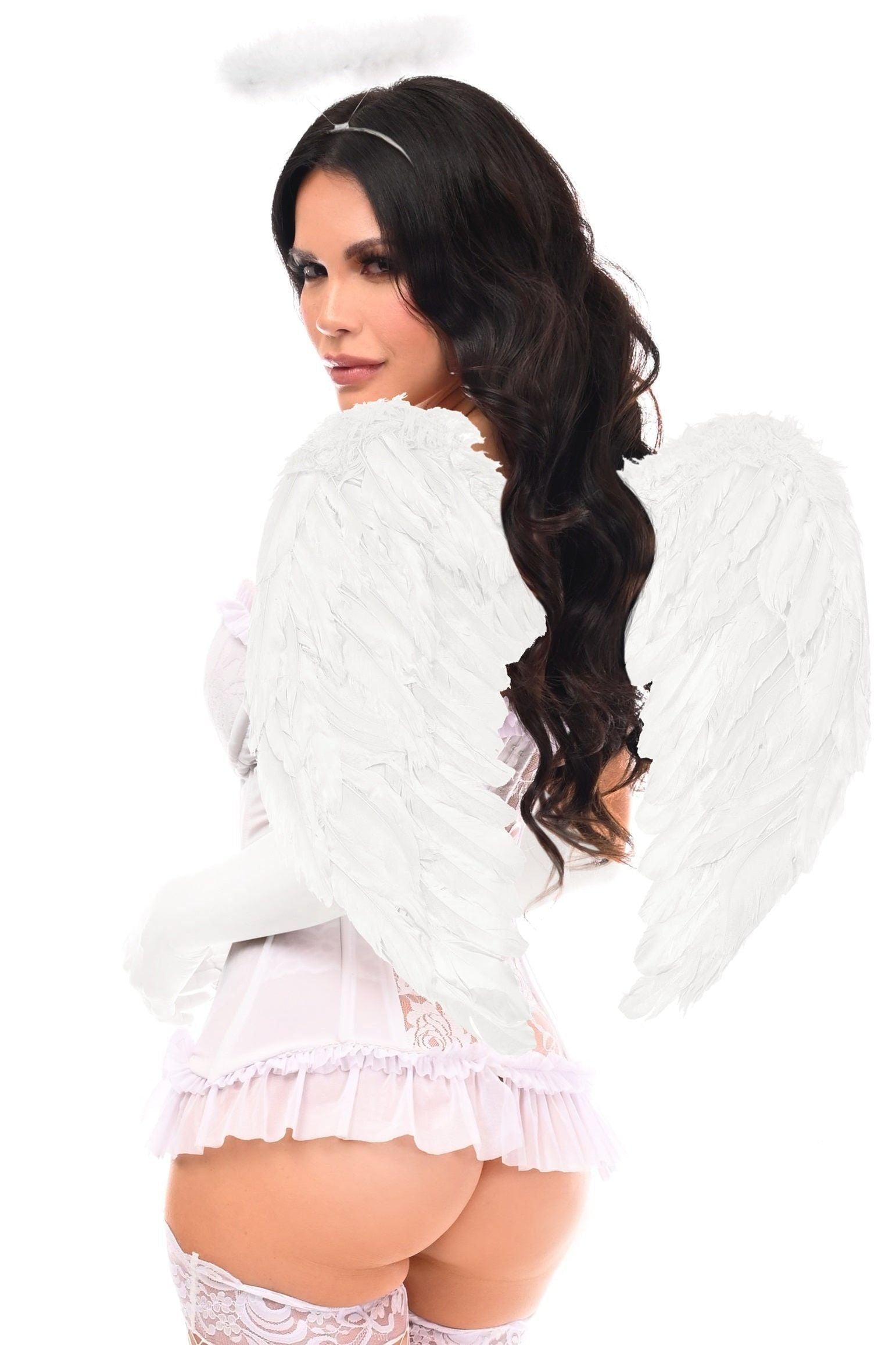 Lavish 4 PC White Angel Bustier Corset Costume - Daisy Corsets