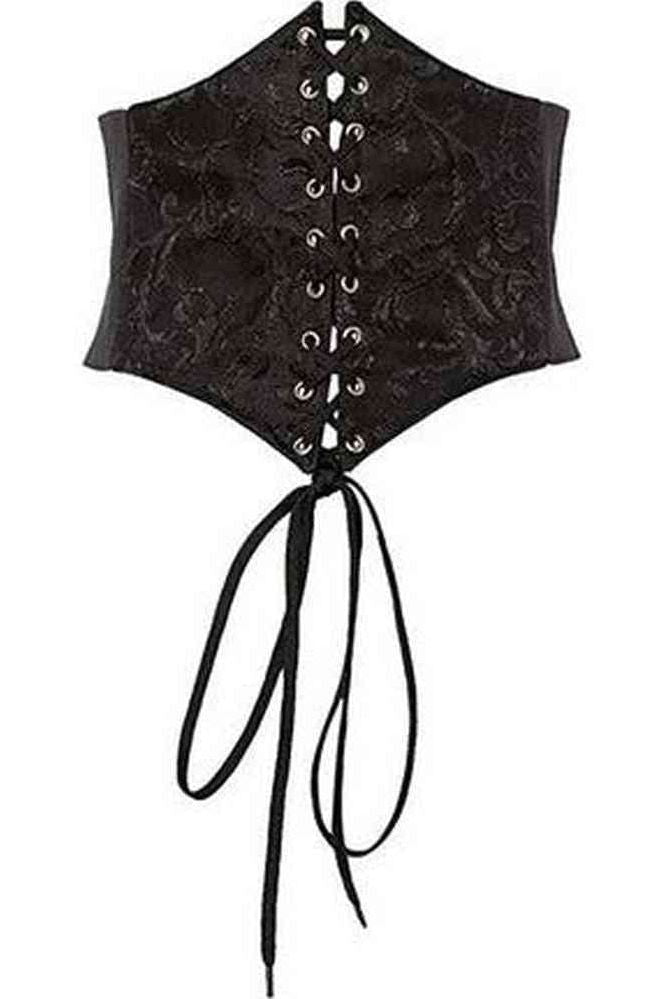 Lavish Black Brocade Corset Belt Cincher - Daisy Corsets