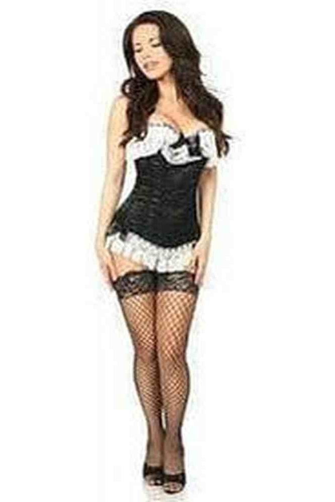 Lavish Black Burlesque Corset w/Lace - Daisy Corsets