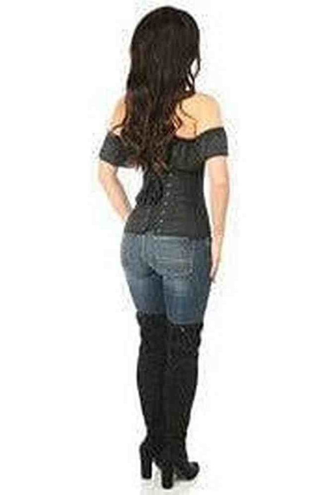Lavish Black Cotton Off - The - Shoulder Corset - Daisy Corsets
