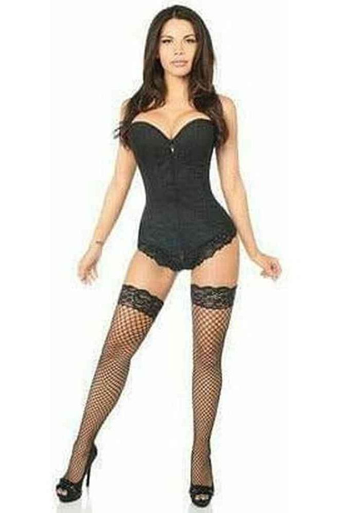 Lavish Black Cotton Overbust Corset - Daisy Corsets