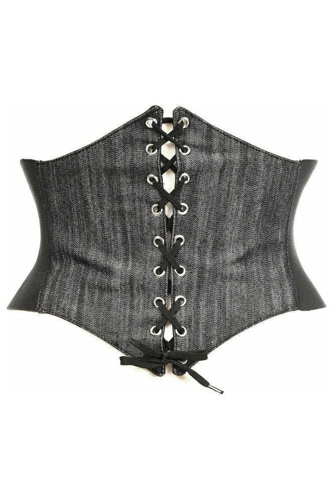 Lavish Black Denim Corset Belt Cincher - Daisy Corsets