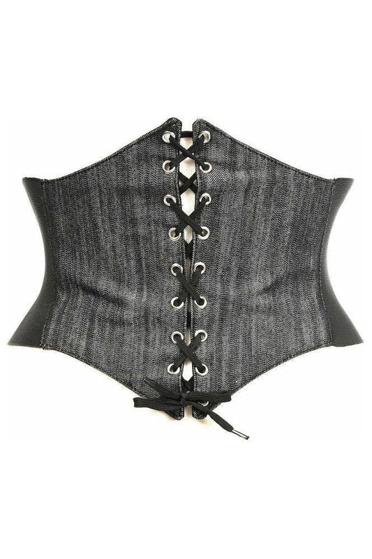Lavish Black Denim Corset Belt Cincher - Daisy Corsets