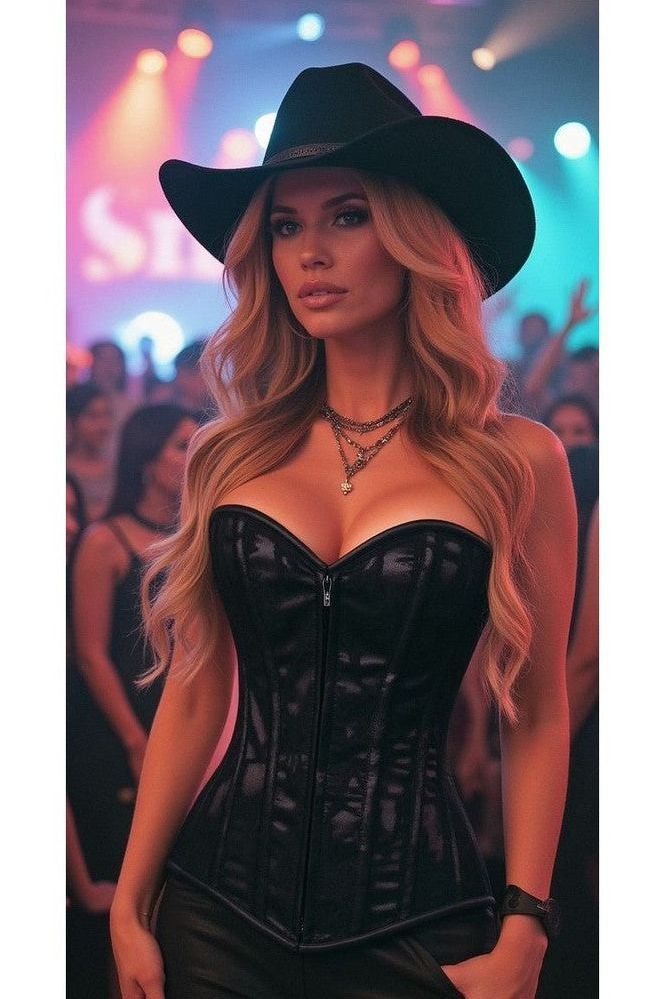 Lavish Black Lace Front Zipper Corset - Daisy Corsets