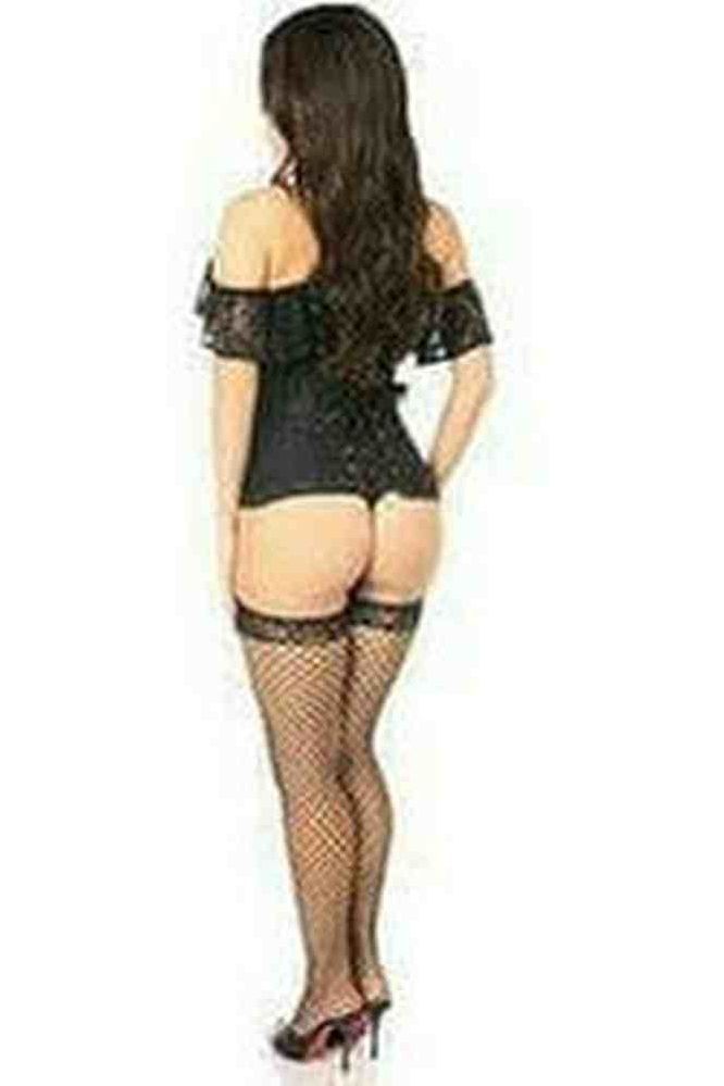 Lavish Black Lace Off - The - Shoulder Corset - Daisy Corsets