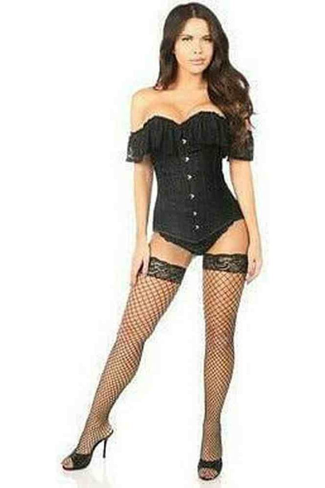 Lavish Black Lace Off - The - Shoulder Corset - Daisy Corsets