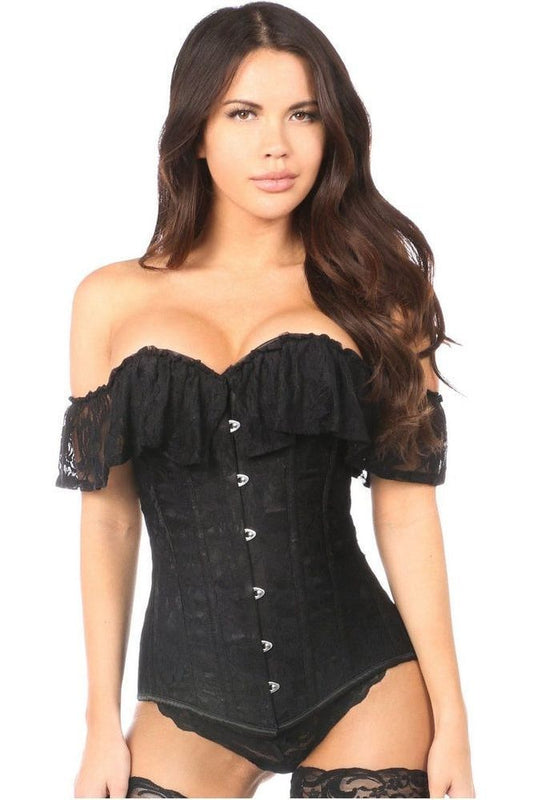 Lavish Black Lace Off - The - Shoulder Corset - Daisy Corsets