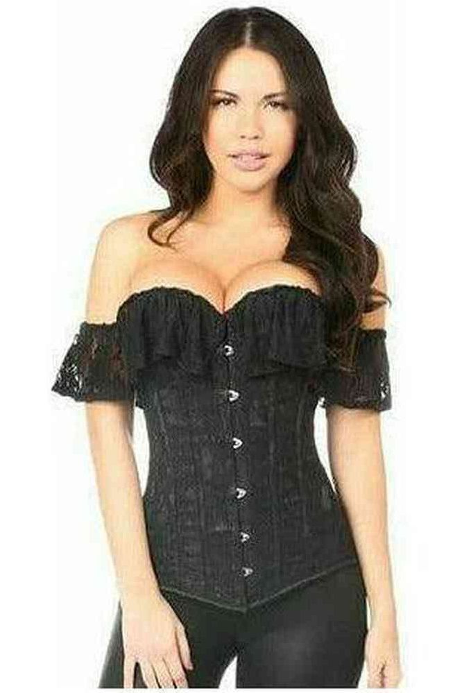 Lavish Black Lace Off - The - Shoulder Corset - Daisy Corsets