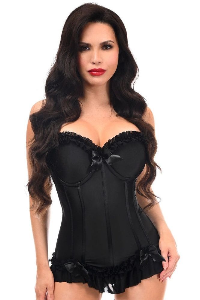 Lavish Black Lycra Hook & Eye Stretch Bustier Corset - Daisy Corsets