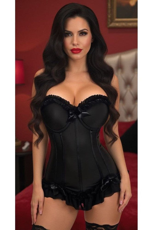 Lavish Black Lycra Hook & Eye Stretch Bustier Corset - Daisy Corsets