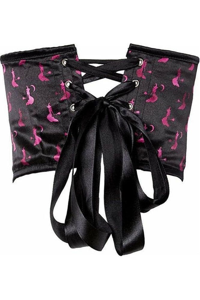 Lavish Black & Magenta Witches Satin Open Cup Waist Cincher - Daisy Corsets