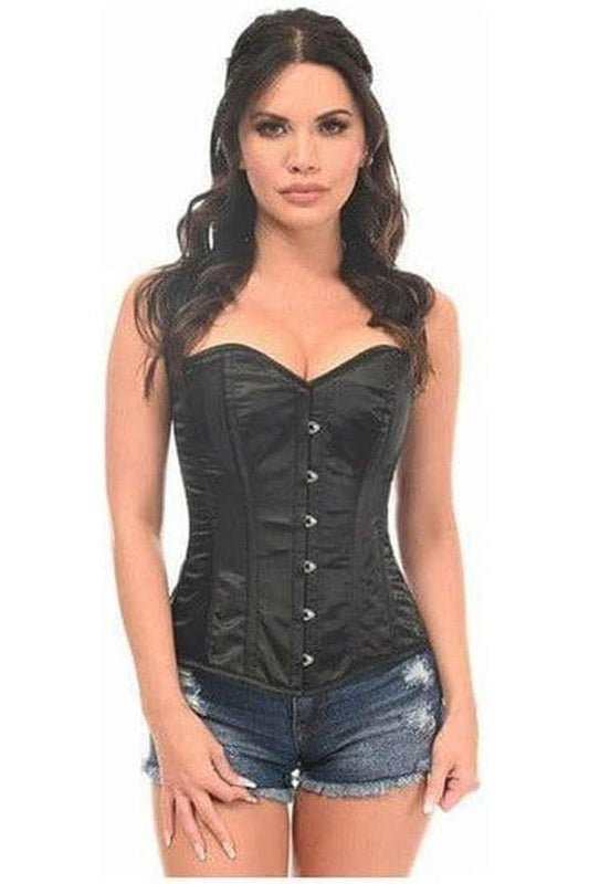 Lavish Black Satin Full Back Sweetheart Corset - Daisy Corsets