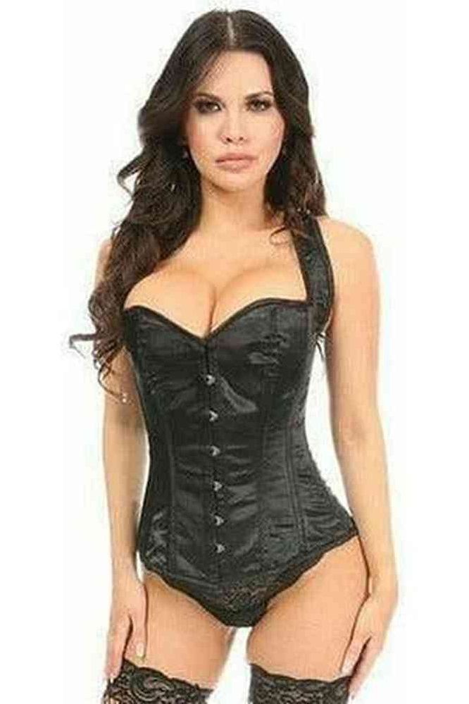 Lavish Black Satin Full Back Sweetheart Corset - Daisy Corsets