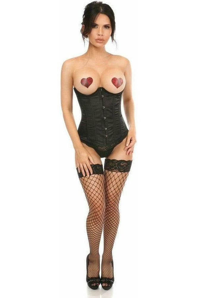 Lavish Black Satin Open Bust Underwire Underbust Corset - Daisy Corsets