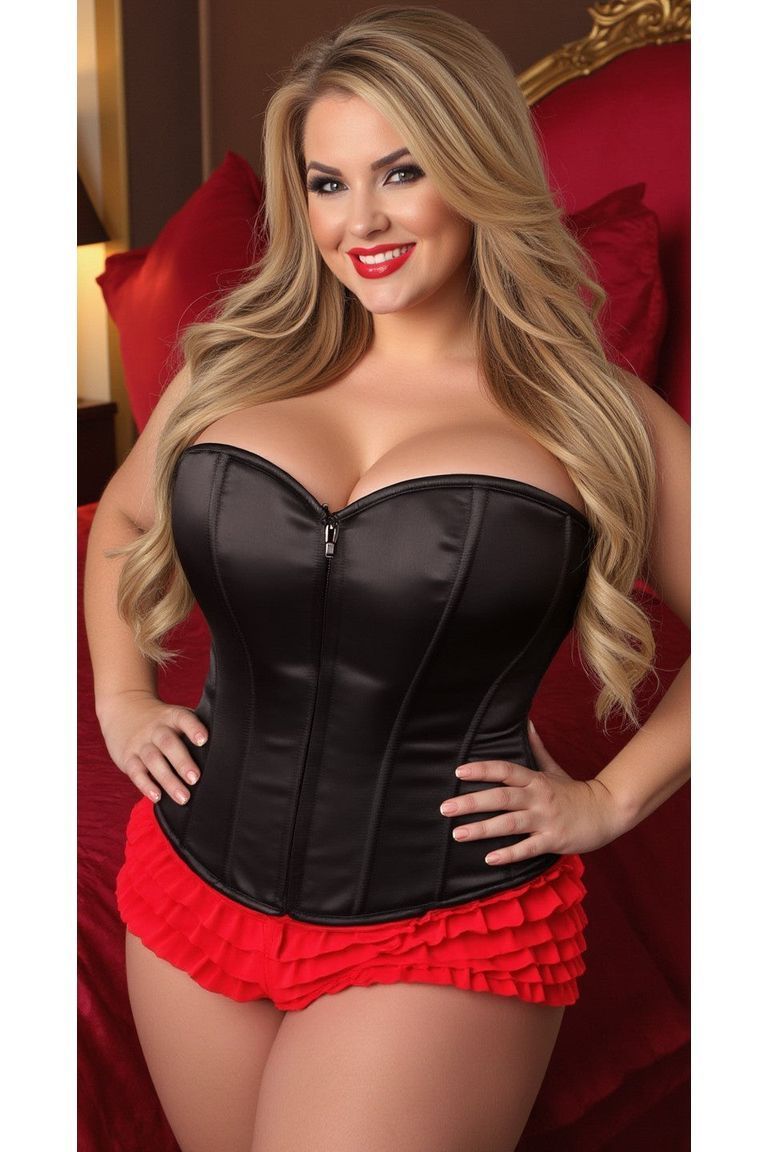 Lavish Black Sweetheart Front Zipper Corset - Daisy Corsets