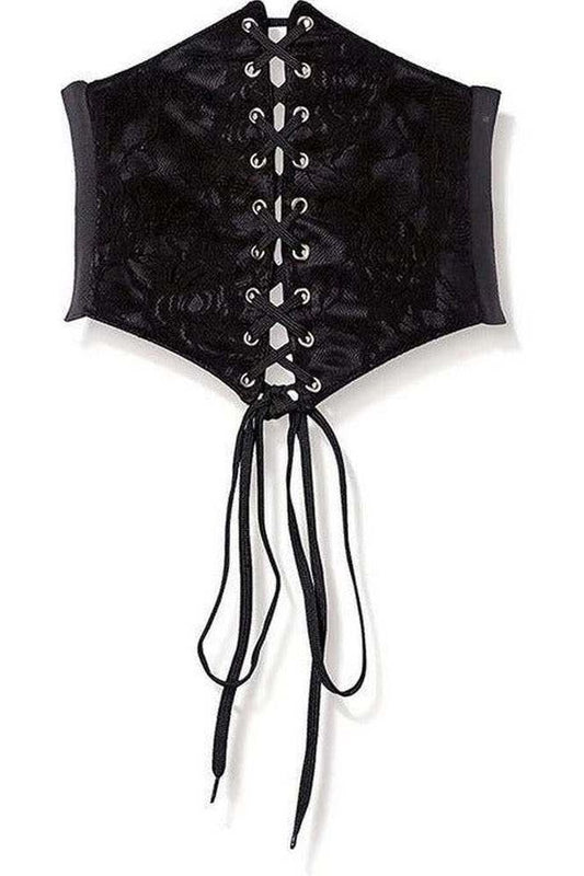 Lavish Black w/Black Lace Overlay Corset Belt Cincher - Daisy Corsets