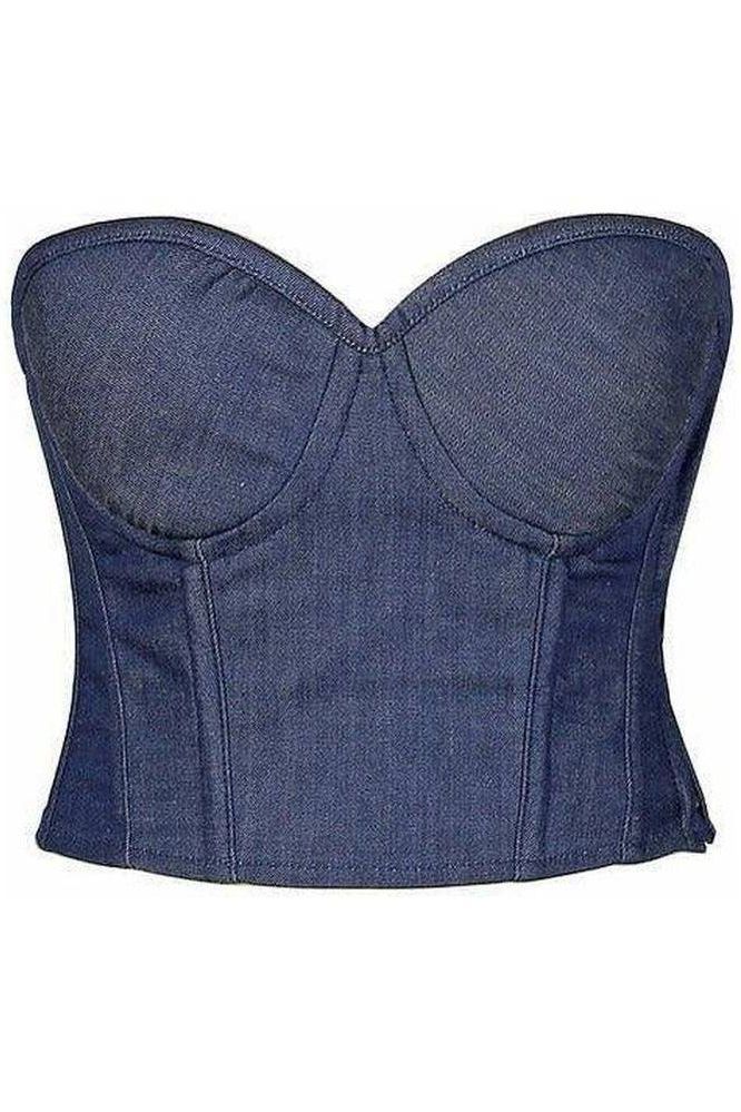 Lavish Blue Denim Underwire Bustier - Daisy Corsets