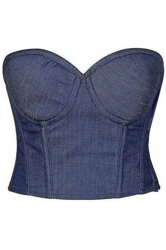 Lavish Blue Denim Underwire Bustier - Daisy Corsets