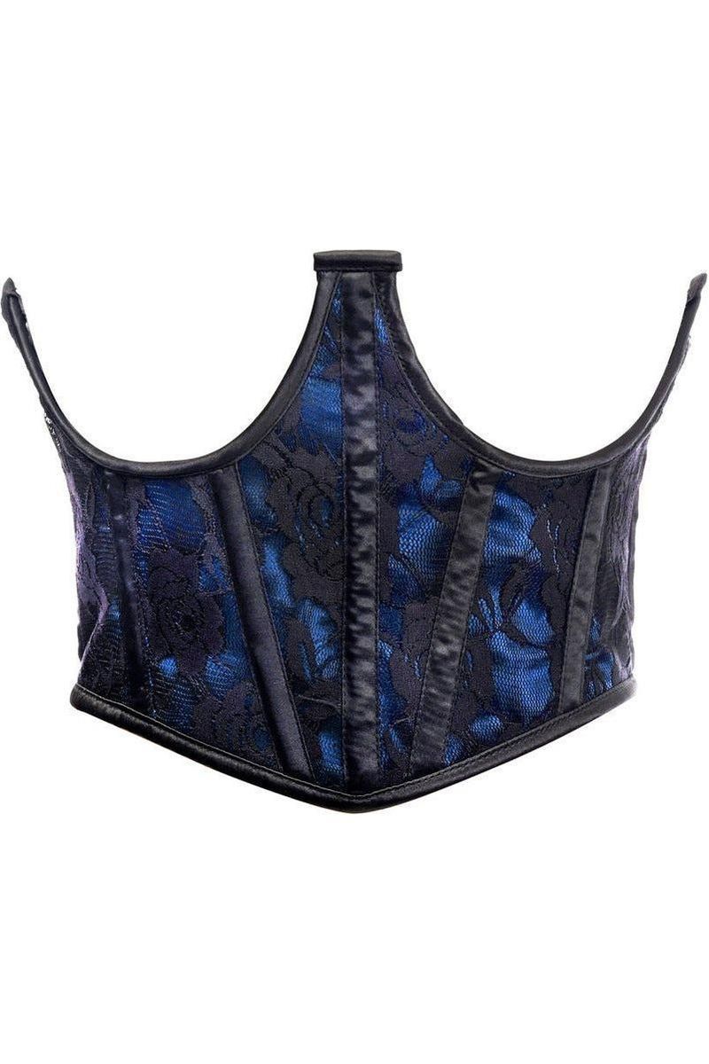Lavish Blue w/Black Lace Overlay Open Cup Waist Cincher - Daisy Corsets