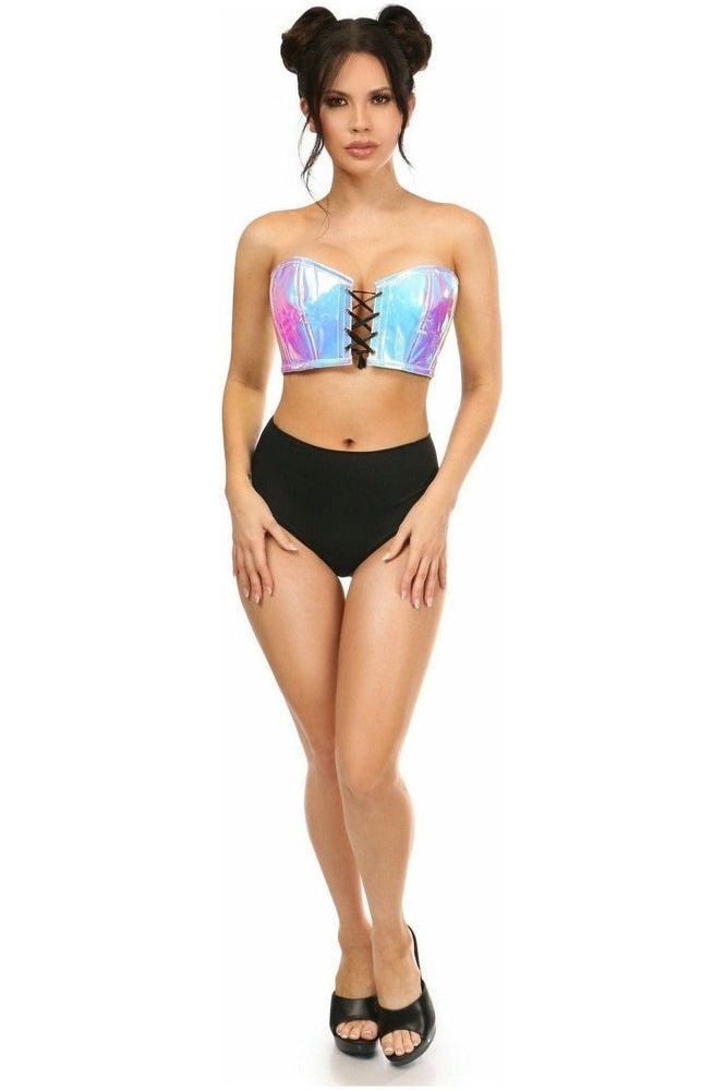 Lavish Blue/Purple Holo Lace - Up Bustier Top - Daisy Corsets