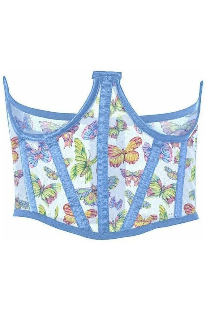 Lavish Butterfly Print Mesh Open Cup Waist Cincher - Daisy Corsets