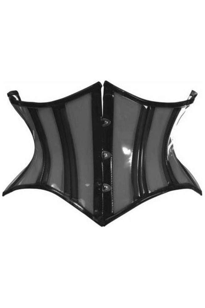 Lavish Clear Black Curvy Cut Mini Cincher Corset - Daisy Corsets