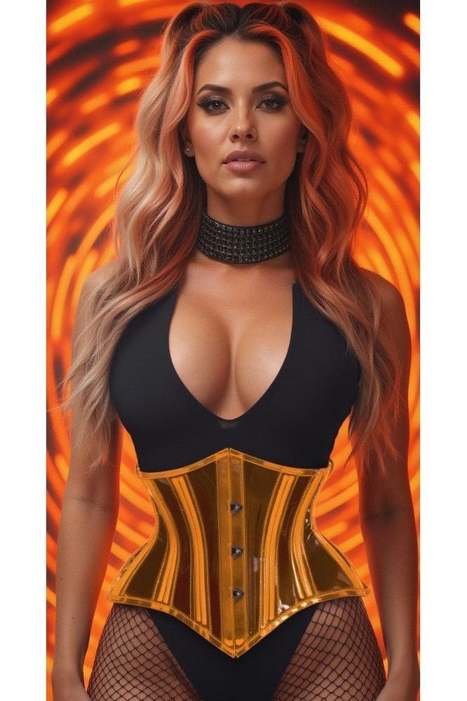 Lavish Clear Orange Curvy Cut Mini Cincher Corset - Daisy Corsets