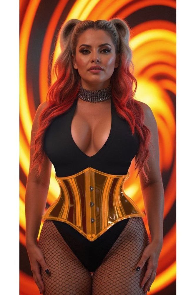 Lavish Clear Orange Curvy Cut Mini Cincher Corset - Daisy Corsets