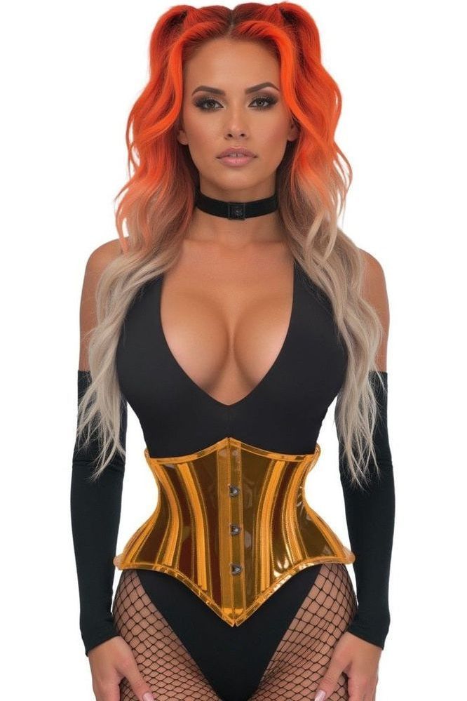 Lavish Clear Orange Curvy Cut Mini Cincher Corset - Daisy Corsets