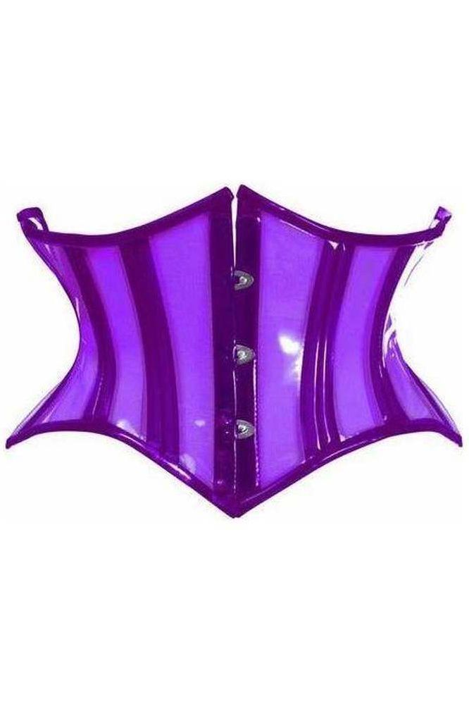 Lavish Clear Purple Curvy Cut Mini Cincher Corset - Daisy Corsets